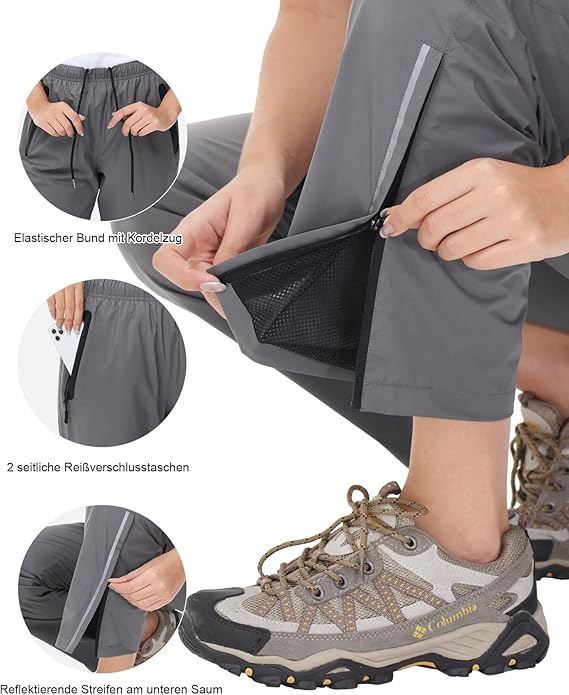 Pantaloni sport respirabili pentru femei, impermeabili, gri XL [6]