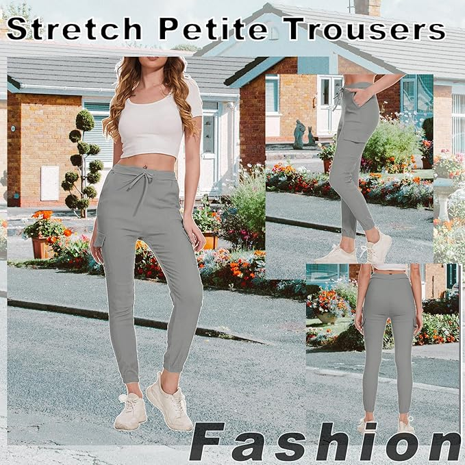 Pantaloni sport respirabili pentru femei, talie elastica cu snur, Gri 2XL [5]