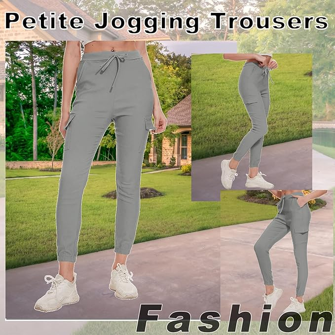 Pantaloni sport respirabili pentru femei, talie elastica cu snur, Gri 2XL [6]