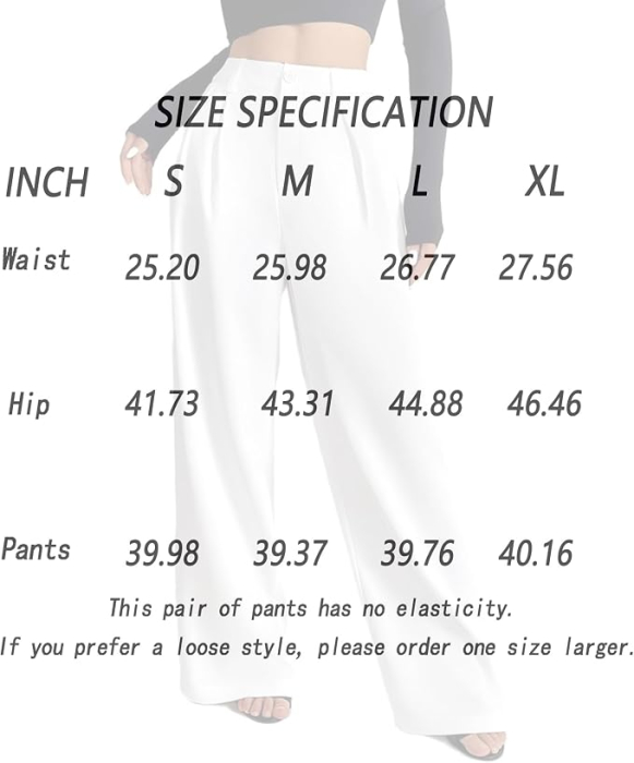Pantaloni Palazzo Damă cu Talie Înaltă – Croială Largă, Material Elastic, 2 Buzunare, Office & Casual, XL [5]