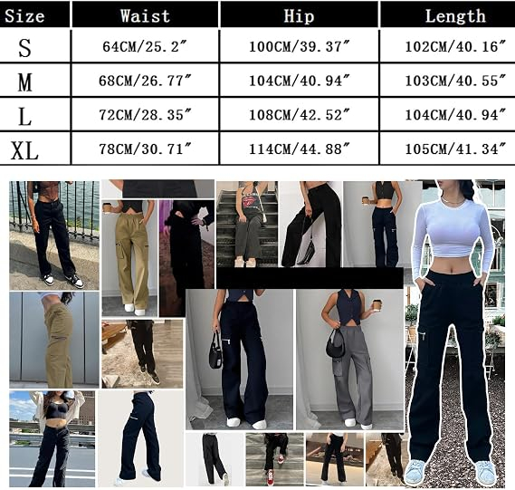Pantaloni verzi damă Cargo Y2K, croială largă, talie elastică, 4 buzunare și material elastic, M [6]