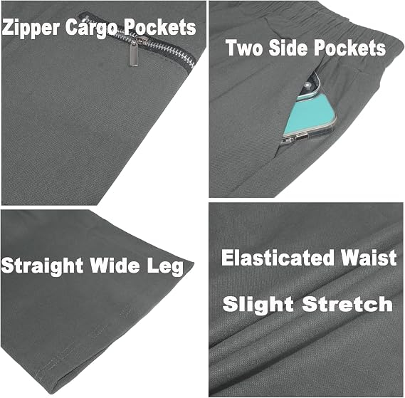 Pantaloni gri damă Cargo Y2K, croială largă, talie elastică, 4 buzunare și material elastic, M [5]