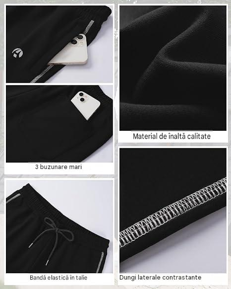 Pantaloni sport termici de alergare pentru barbati, negru, L [4]