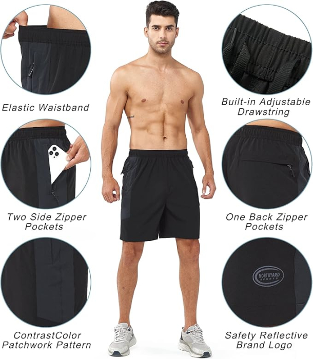 Pantaloni scurti sport termici pentru barbati, negri S [4]