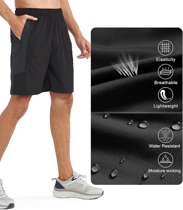 Pantaloni scurti sport termici pentru barbati, negri S [5]