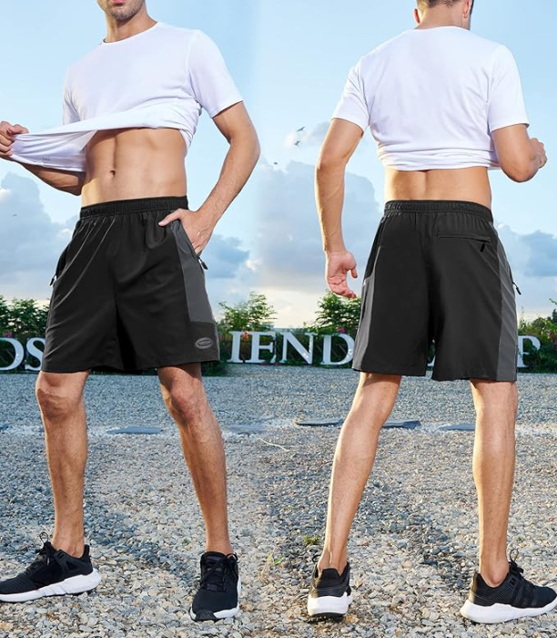 Pantaloni scurti sport termici pentru barbati, negri S [6]