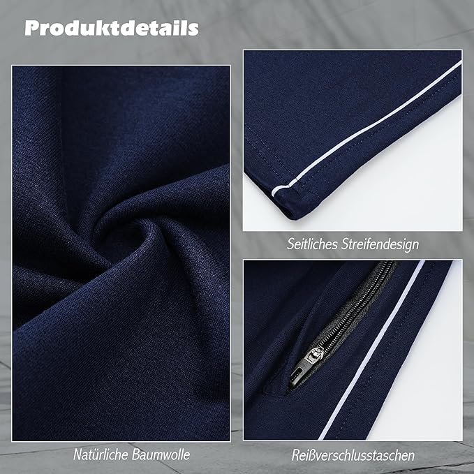 Pantaloni albastri sport Bărbați din Bumbac, Elastici, 2 Buzunare cu Fermoar, Talie Reglabilă, 3XL [5]