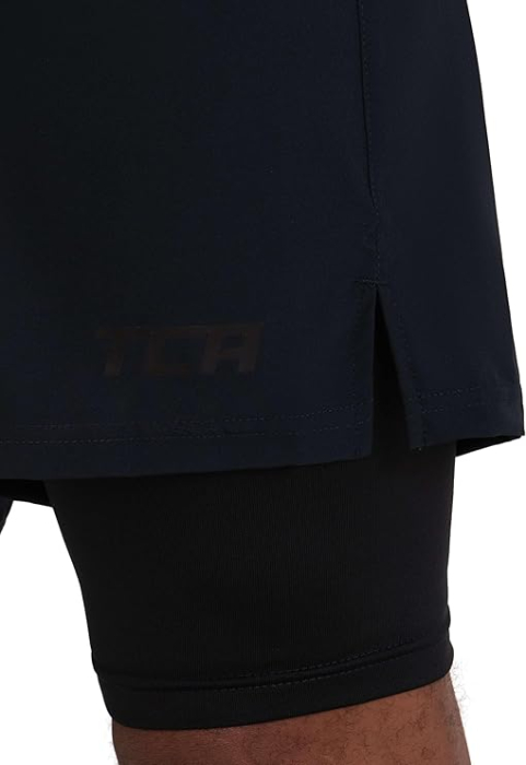 Pantaloni scurți albastri pentru alergare cu compresie interioară și buzunar cu fermoar M [3]