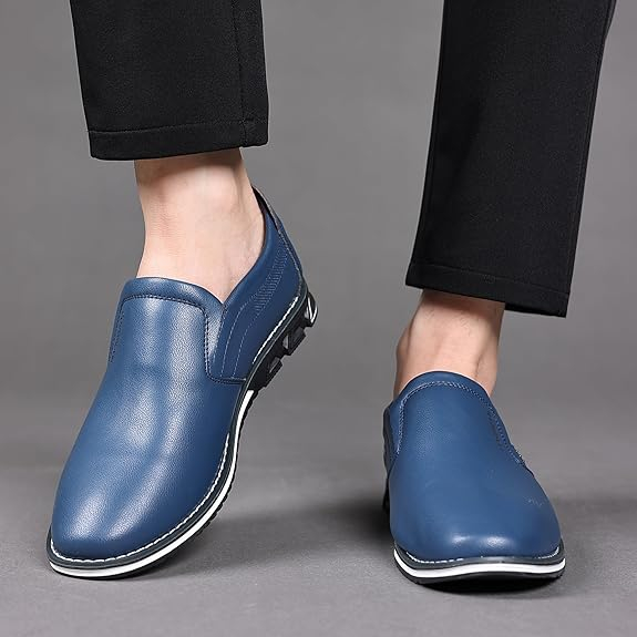 Pantofi casual business slip-on pentru barbati, albastri 44 [7]