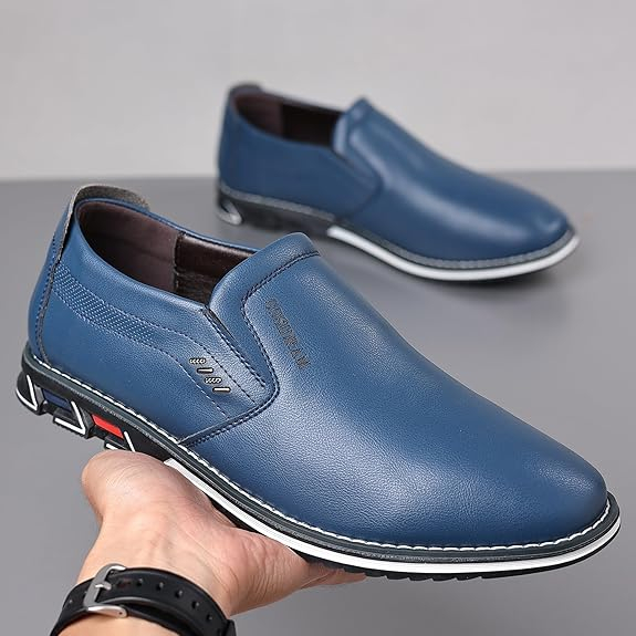 Pantofi casual business slip-on pentru barbati, albastri 44 [6]