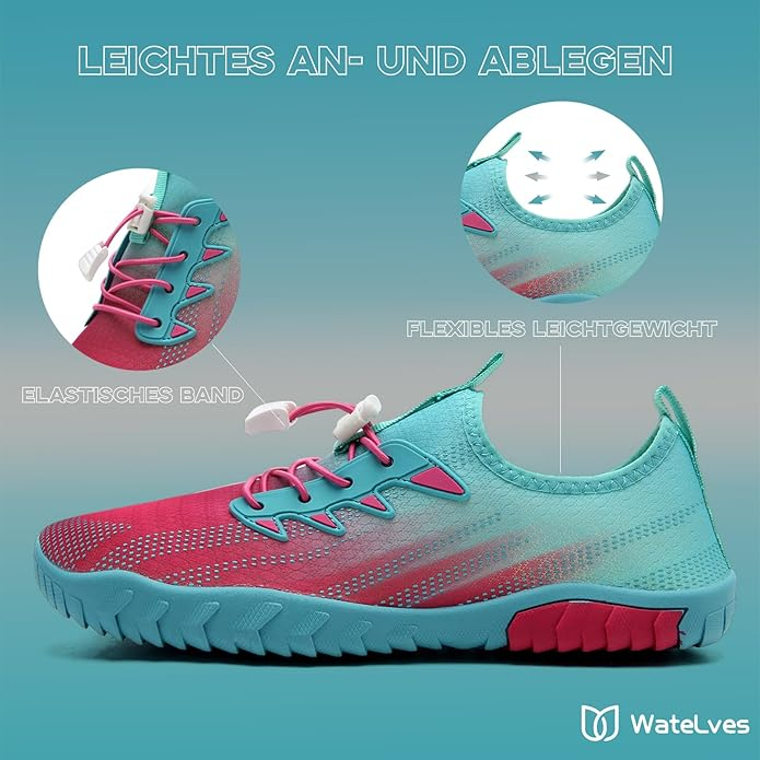 Pantofi confortabili de apa, elastici, maleabili, cu talpa antialunecare, albastri cu roz 41 [3]