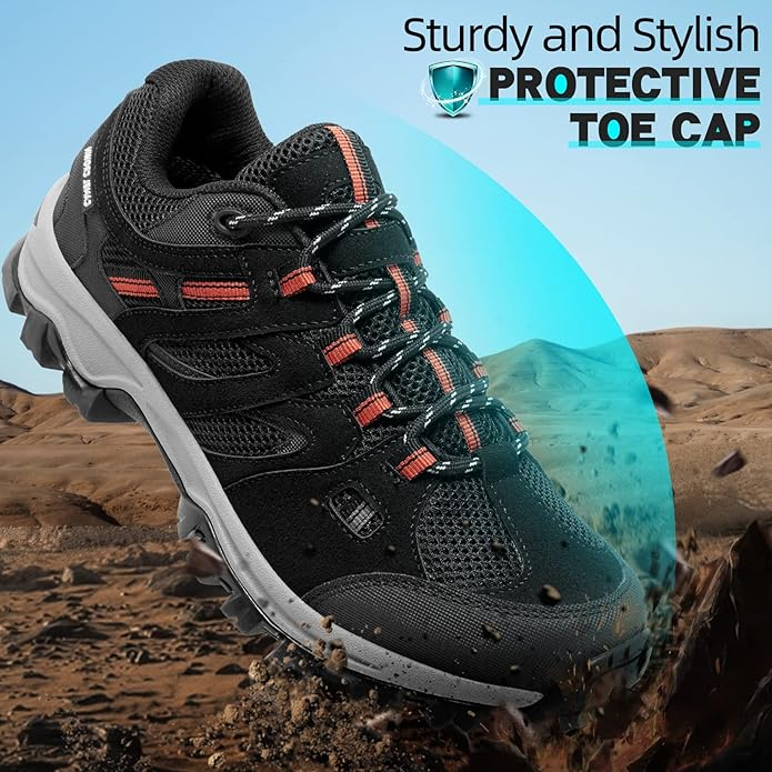 Pantofi de drumeție antiderapanti confortabili trekking - Negru/rosu Mărimea 43 [4]