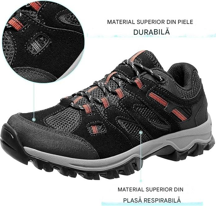 Pantofi de drumeție antiderapanti confortabili trekking - Negru/rosu Mărimea 43 [6]