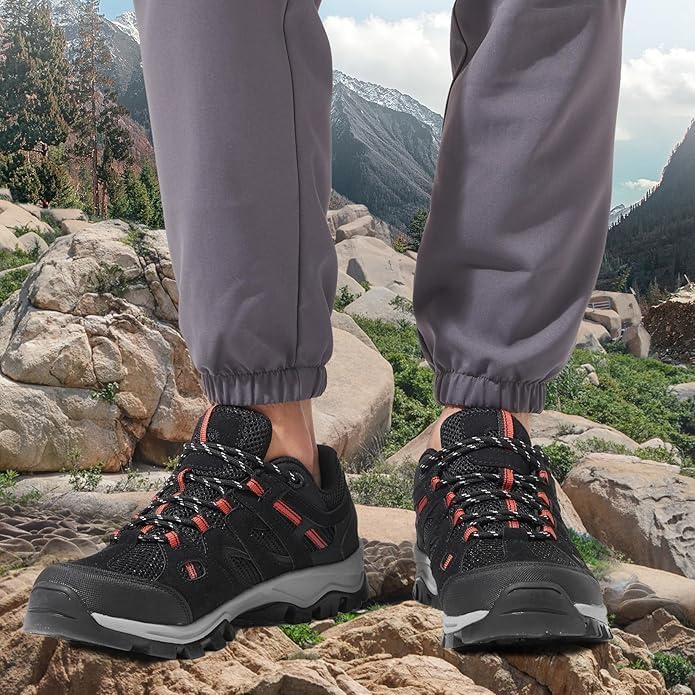 Pantofi de drumeție antiderapanti confortabili trekking - Negru/rosu Mărimea 45 [2]