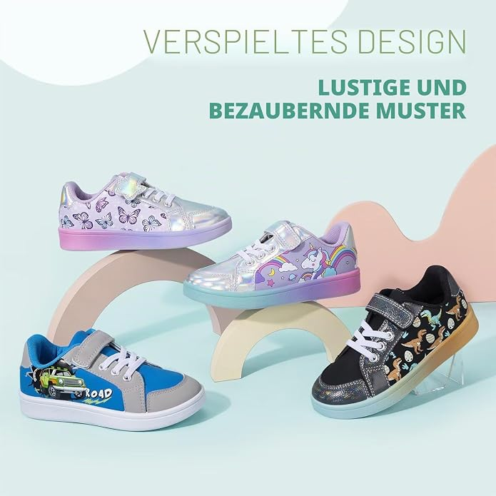 Pantofi negri Sport Copii din Pânză, Adidasi cu Velcro și Șireturi Elastice, Talpă Antiderapantă, 23 [4]