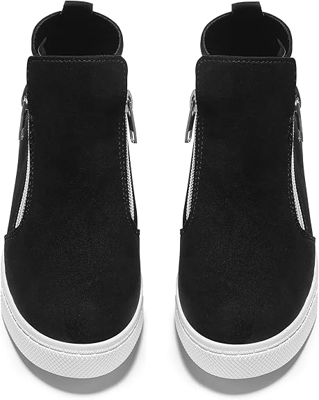 Pantofi sport comozi pentru femei, negri cu talpa alba, 2 fermoare, peste glezna, 36 [6]