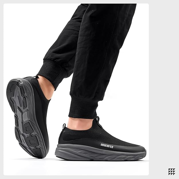 Pantofi sport pentru barbati, talpa groasa, negri, talpa gri 44 [4]