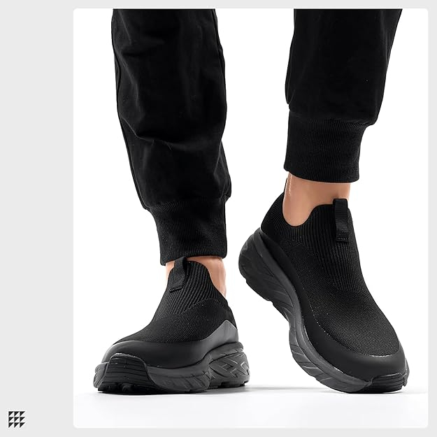 Pantofi sport pentru barbati, talpa groasa, negri, talpa gri 45 [5]