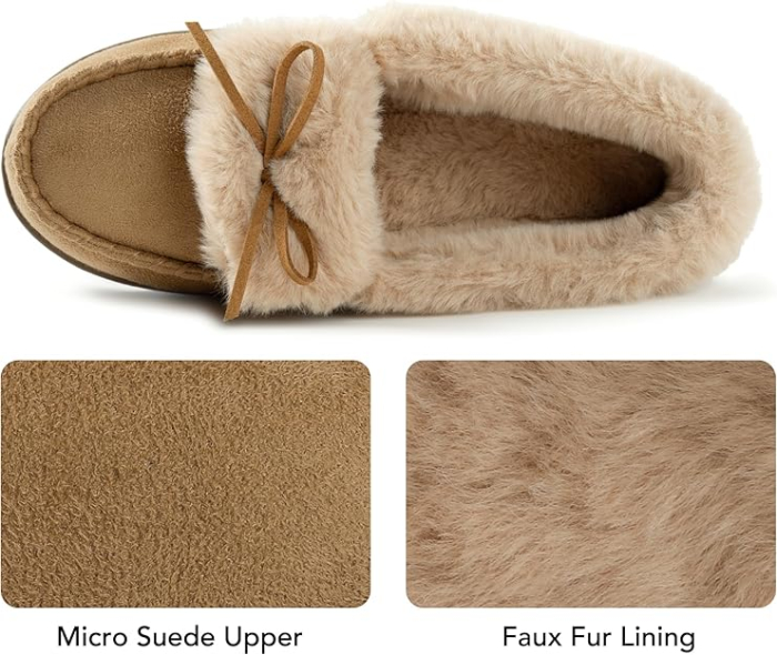 Papuci de casa imblaniti pentru femei, talpa antialunecare, marime 37, Bej [3]