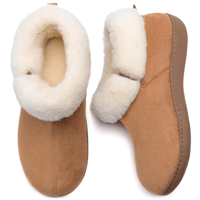 Papuci de casa caldurosi pentru femei, talpa antialunecare, marime 37, Bej [1]