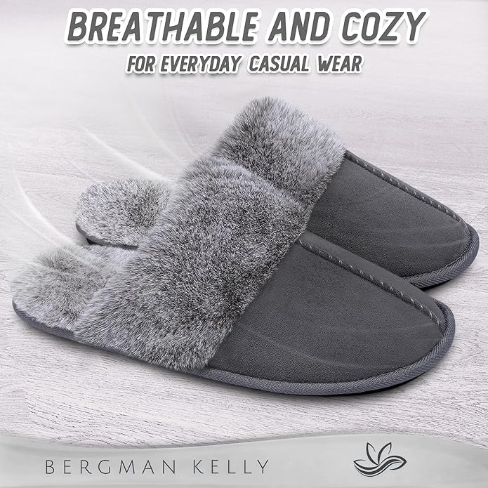 Papuci de casa caldurosi pentru femei, talpa antialunecare, marime 38/39 Gri [4]