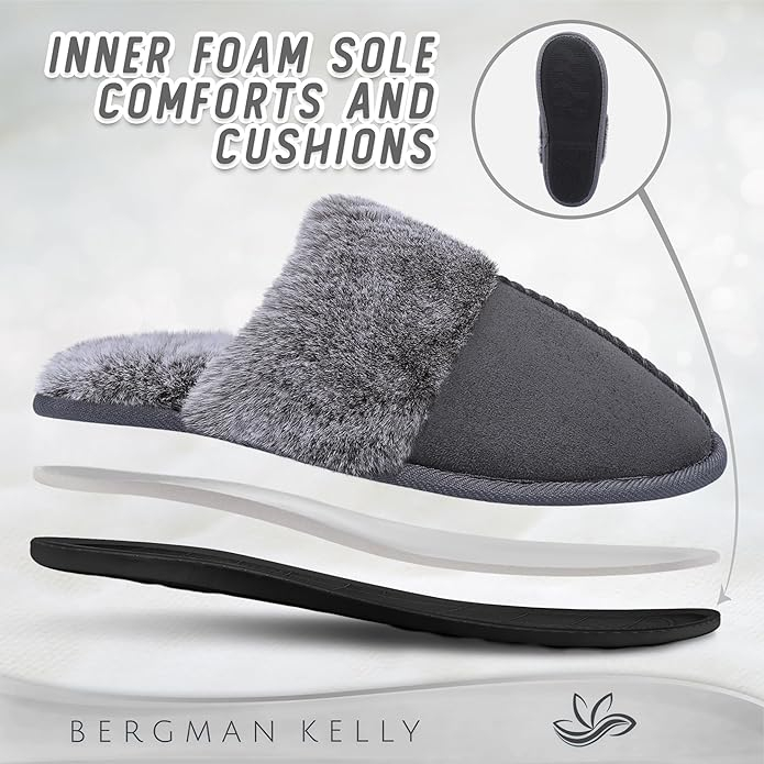 Papuci de casa caldurosi pentru femei, talpa antialunecare, marime 38/39 Gri [6]