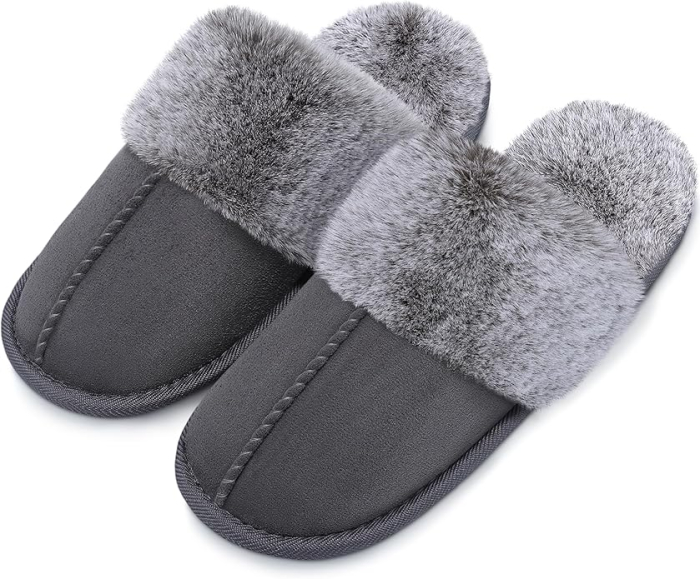 Papuci de casa caldurosi pentru femei, talpa antialunecare, marime 38/39 Gri [1]