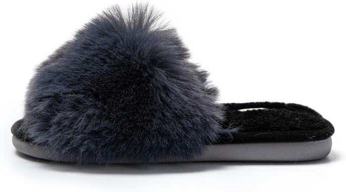Papuci de casă damă 37 cu blăniță gri, model inimioară, talpă TPR antiderapantă și branț Memory Foam [3]