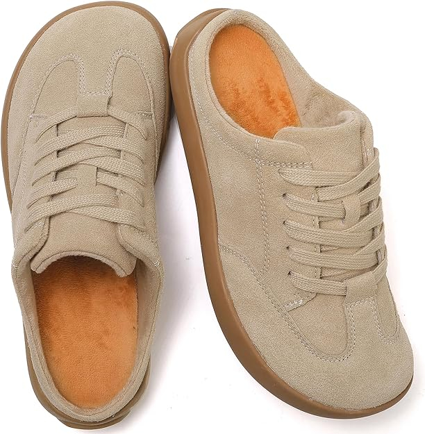 Papuci tip mule pluș pentru femei slip-on calzi antiderapanți moi interior/exterior – Maro deschis EU 38 [5]
