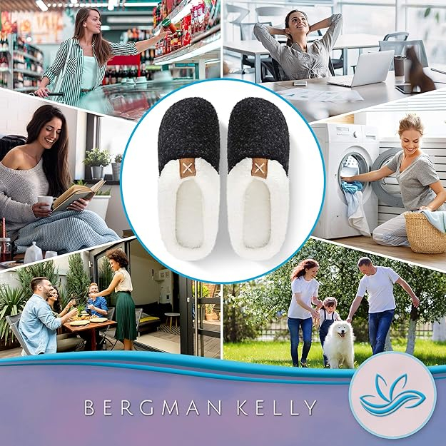 Papuci de casa imblaniti pentru femei, talpa antialunecare, marime 38/39, Negri [5]