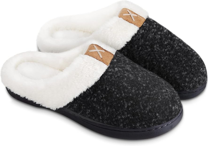 Papuci de casa imblaniti pentru femei, talpa antialunecare, marime 38/39, Negri [1]