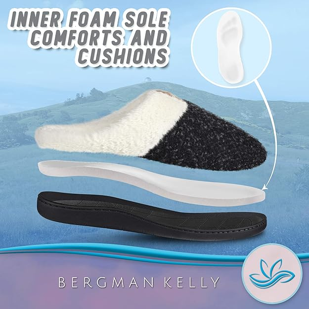 Papuci de casa imblaniti pentru femei, talpa antialunecare, marime 38/39, Negri [2]