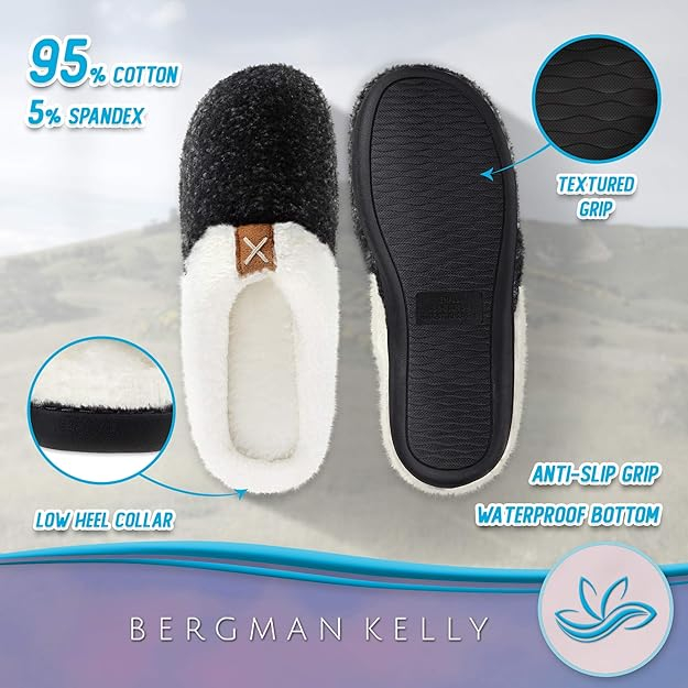 Papuci de casa imblaniti pentru femei, talpa antialunecare, marime 38/39, Negri [3]