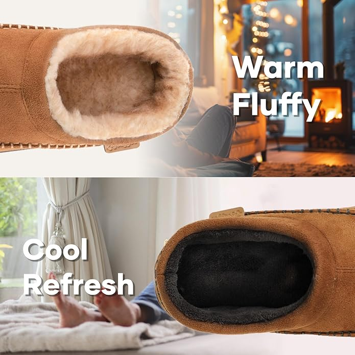 Papuci de casa imblaniti, mocasini clasici din piele intoarsa 44-46 [2]