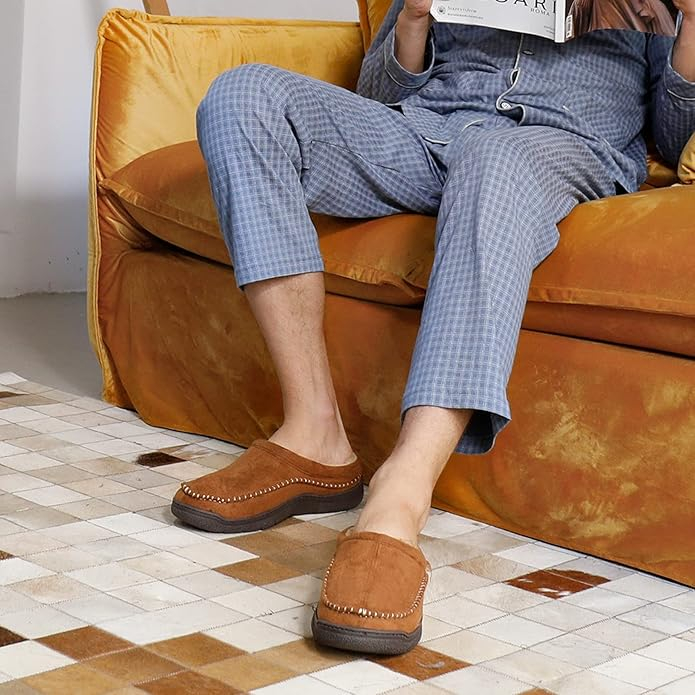 Papuci de casa imblaniti, mocasini clasici din piele intoarsa 44-46 [6]