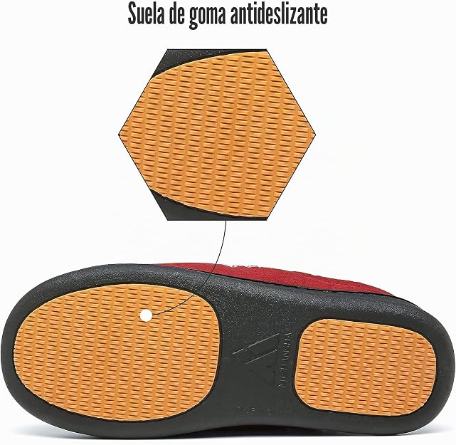 Papuci de casa respirabili, captusiti, antiderapanti, negru/rosu 38 [4]