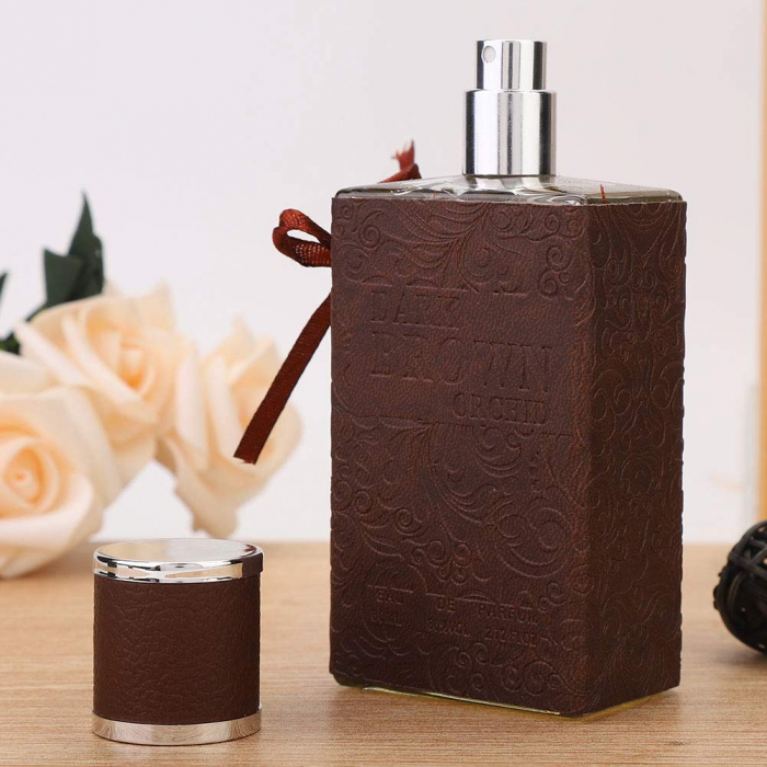 Parfum proaspăt și elegant pentru barbati, ambalaj din piele rafinat, 80 ml (maro) [8]