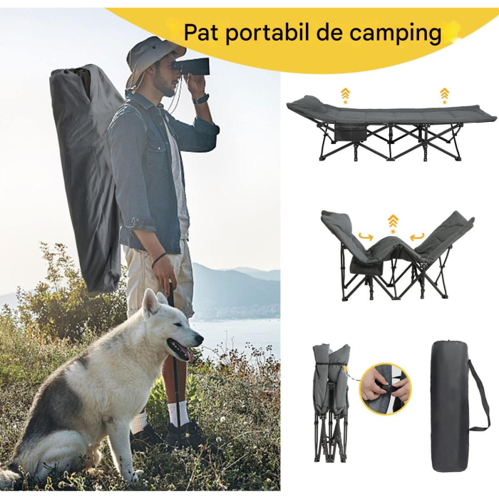 Pat de camping pliabil 190x65 cm 200kg [7]