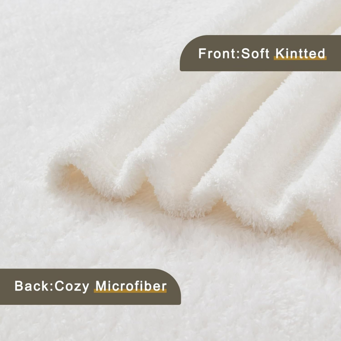 Pătură crem pufoasă, fleece moale simpla 130 x 150 cm [6]