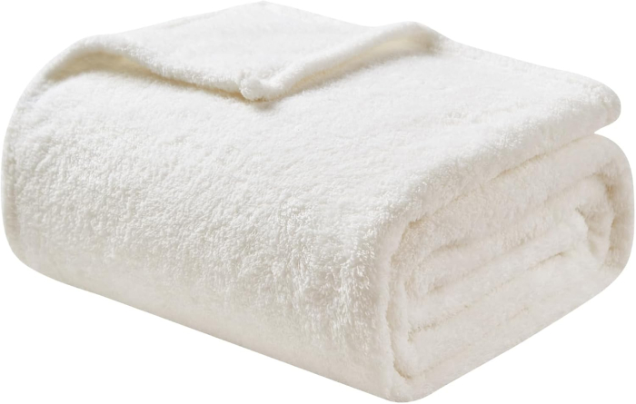 Pătură crem pufoasă, fleece moale simpla 130 x 150 cm [7]