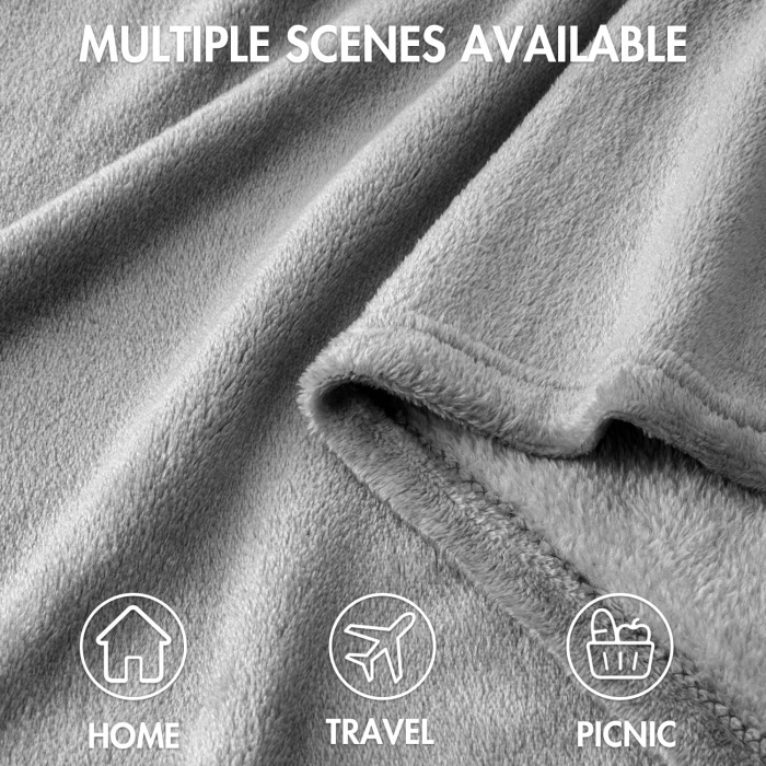 Pătură pufoasă, fleece moale și caldă pentru canapea, gri125x150 cm [6]