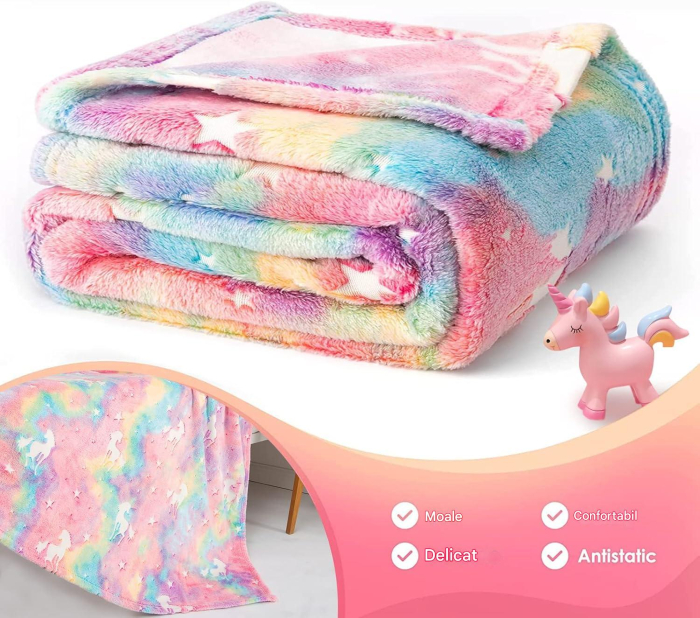 Pătură pufoasă, fleece moale pentru copii, modelele fluorescente 130x150 cm [3]