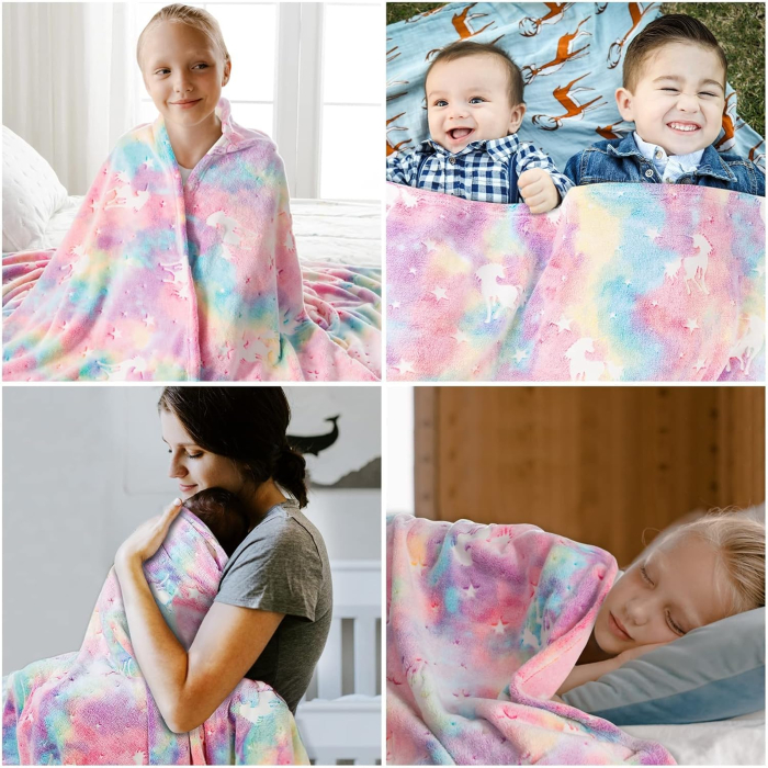 Pătură pufoasă, fleece moale pentru copii, modelele fluorescente 130x150 cm [6]
