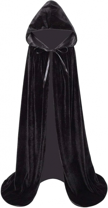 Pelerina cu gluga din catifea neagra pentru femei XXL [7]