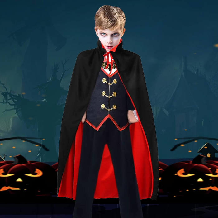 Pelerina reversibila fara gluga pentru carnaval, rosu/negru 90 cm [3]