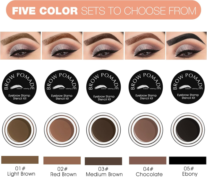 Set de sabloane pentru stampile pentru sprancene, rezistenta la apa, negru, 16 buc [5]