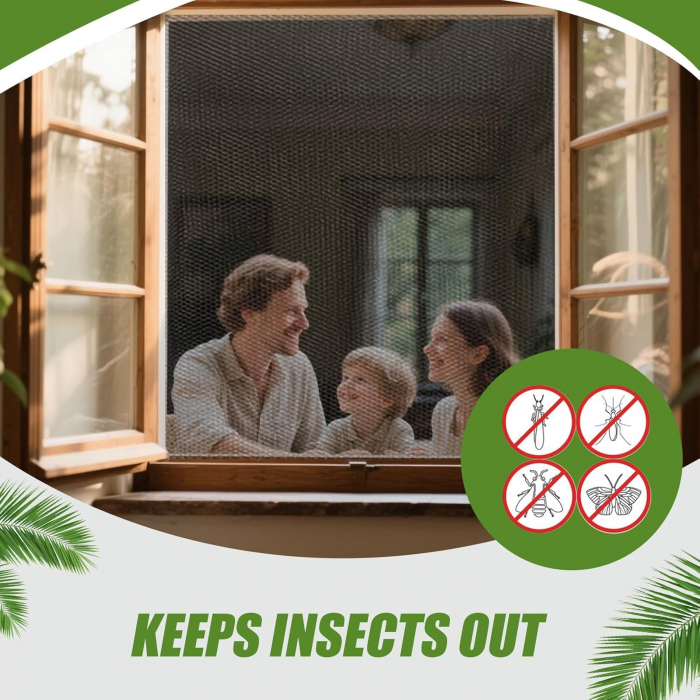 Perdea cu plasa deasa contra insectelor, fara gaurire, 130x150 cm Neagra, set 4 bucati [4]