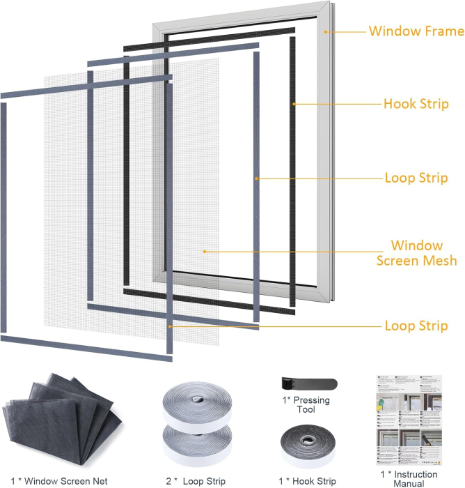 Perdea cu plasa deasa contra insectelor, fara gaurire, 180x150 cm neagra [7]