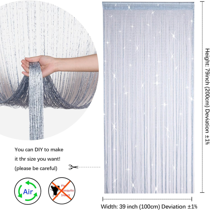 Perdele decorative fasii gri pentru cadrul usii 100v200 cm, set 2 bucati [2]