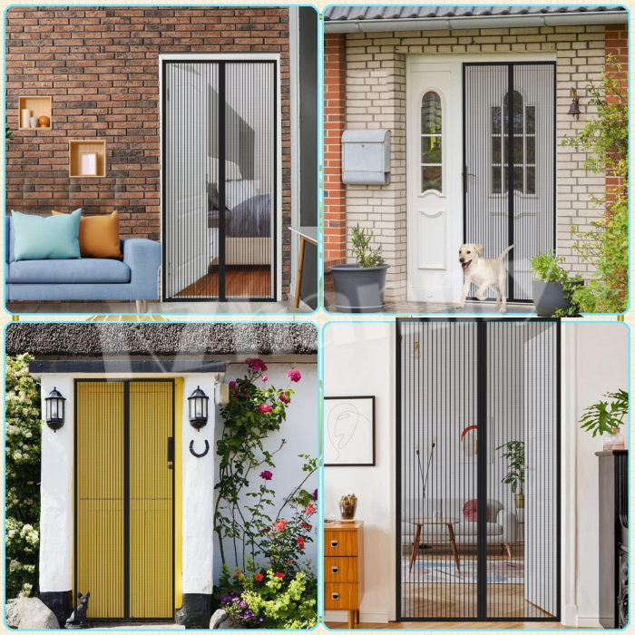 Perdea cu plasa deasa contra insectelor, fara gaurire, 80x200 cm Neagra [6]